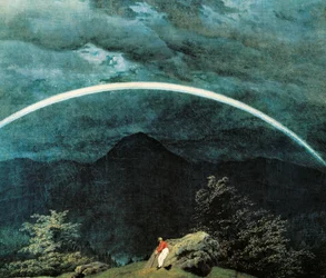 Detalj av bergslandskap med regnbåge, av Caspar David Friedrich (1774-1840)
