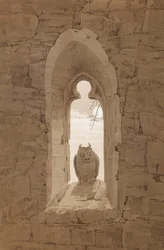 Ugglan i det gotiska fönstret. Ca 1836