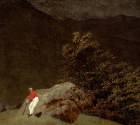 Berglandskap med regnbåge