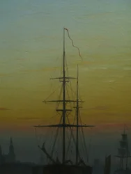 Tyska: Der Greifswalder Hafen Greifswalds hamn
 detalj Alternativ titel(r): Fartyg i Greifswalds hamn detalj