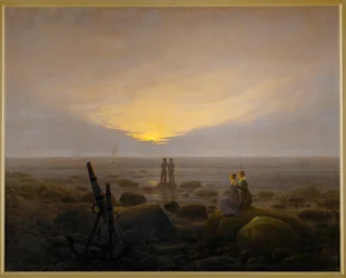 Månuppgång vid havsstranden (olja på duk)
