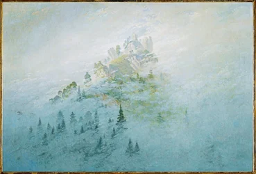 Berg i dimman (olja på duk)