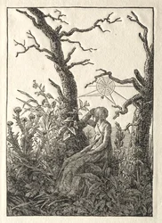 Kvinnan med spindelnätet mellan kala träd, 1803