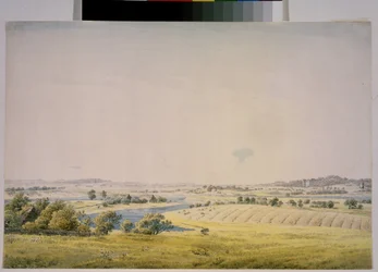 ""Utsikt över Putbus och omgivningar i Tyskland"" (Utsikt över Putbus) Akvarell av Caspar David Friedrich (1774-1840) 1824-1825 Pushkin Museum Moskva