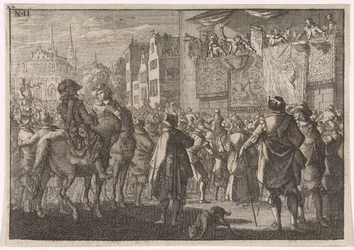 Tillkännagivande av freden i Osnabrück i en stad, 1648