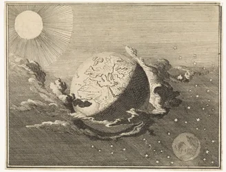 Universum med jord, sol, måne och stjärnor