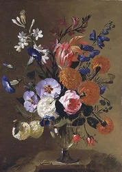 Ett stilleben av blommor i en vas, 1668