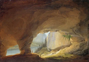 Utsikt från Beatusgrottan vid sjön Thun, 1776