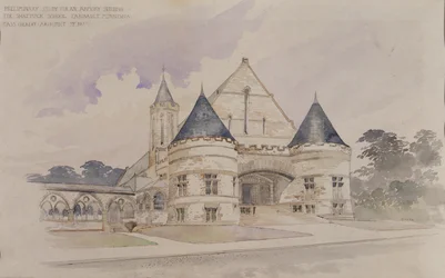 Förstudie för en armébyggnad till Shattuck School, Faribault, Minnesota
