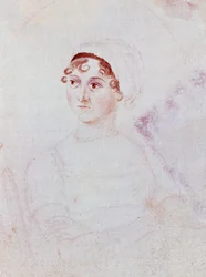 Porträtt av Jane Austen, ca 1810 (penna och akvarell på papper)