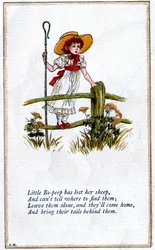 Illustration för "Lilla Bo-Peep har förlorat sina får", Kate Greenaway