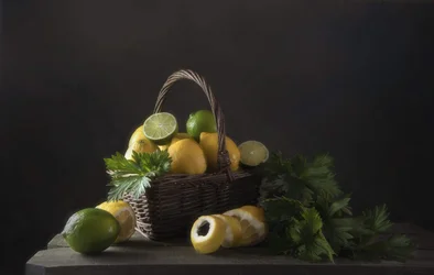 Rustikt stilleben med citrusfrukter