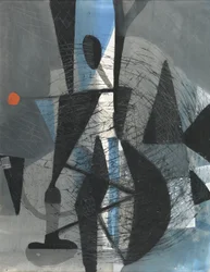 Solnedgång, ca 1950 (gouache på papper)
