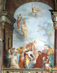 Fresco of Fame och St Anna - Lorenzo de Medicis gärningar, känd som Magnificent (Florence