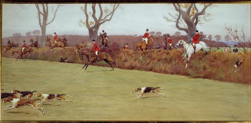 Jaktscen, Blackmoors jaktsällskap. Akvarell av Cecil Aldin (1870-1935), 1800-talet, privat samling