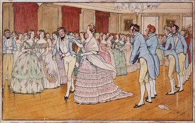 Mrs Barrington leder mycket självbelåtet iväg med Stephen Dumpling, illustration till "Handley Cross" av Robert Smith Surtees