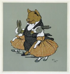 En bild med två rabbiner - i ""Merry Party"", ill. av Cecil Aldin, red. Hodder & Stoughton, London