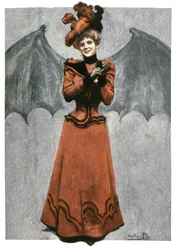 Kvinna förklädd till en djävul, ca 1900 (illustration)