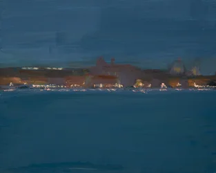 Nattljus, Venedig (olja på duk)