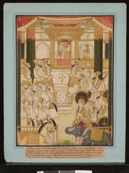 Mughalkejsaren Aurangzebs durbar, ca 1675-1725 (gouache och guldpapper)