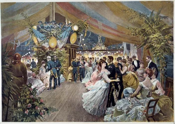 En boll ombord på en liner Illustration av Cesare Detti (1847-1914) 1800-talets Paris, Musee Carnavalet