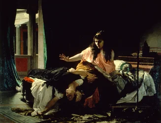 Episod in life of Fabiola, av Cesare Maccari (1840-1919), olja på duk