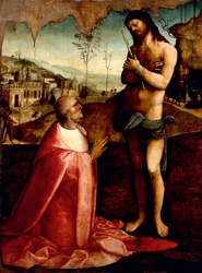 Kristus lidande och kardinal Oliviero Carafa i bön, av Cesare da Sesto (1477-1523)