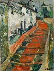 Den röda trappan i Cagnes Red Steps i Cagnes, ca 1923.