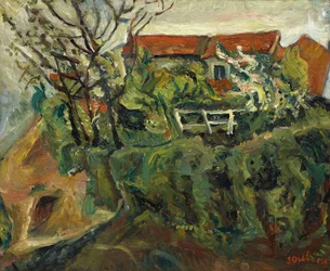 Hus i ett landskap, ca 1918-1919.