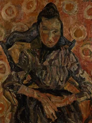Kvinna satt på en stol; Kvinna i en fåtölj, ca 1917-18
