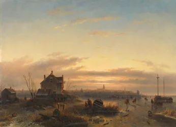 Vinter på IJ före Amsterdam