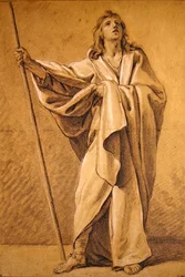 Studie av Saint Roch (svartvita krita på papper)