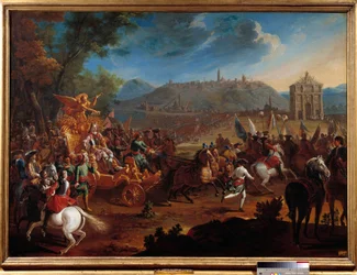 Triumf för Karl V, hertig av Lorraine (1643-1690) i hans seger över turkarna. Målning av Charles Herbel (1656-1703)