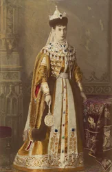Marie Fedorovna (Maria Feodorovna ou Fiodorovna, prinsessan Dagmar de Danemark) - Porträtt av kejsarinnan Maria Fyodorovna, prinsessan Dagmar av Danmark (1847-1928), av Bergamasco, Charles (Karl) (1830-1896). Albumin foto