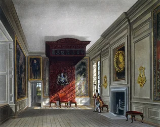 Kings mötesrum, gravyr av Thomas Sutherland (1785-1838), Baserat på design av Charles Wild (1781-1835), Från The History of the Royal Residences