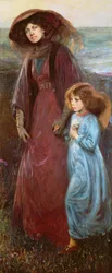 Porträtt av Mrs Muriel Waddington och dotter