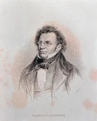 Porträtt av Franz Schubert (gravyr
