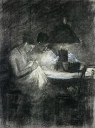 The Seamstresses (träkol och vitkrita)