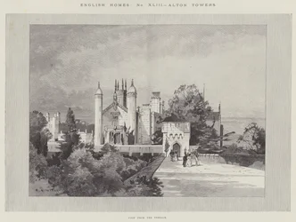 Engelska hem, Alton Towers, utsikt från terrassen