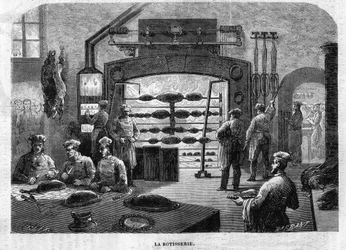 La Rotisserie des cuisines du Palais des Tuileries, 1864. Gravyr av F. Lix och Barbant efter teckning av Moullin.