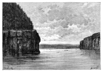 Angarafloden, nedanför Padunskiy-forsen, Sibirien, Ryssland, 1895.