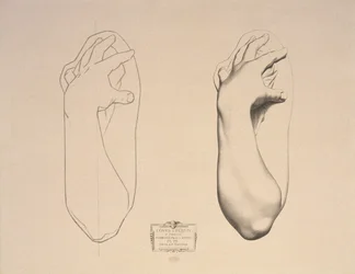En kvinnas böjda arm, plansch 22 ur Cours de Dessin, volym I, Modeller efter gipsavgjutningar, omkring 1868