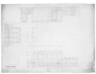 Design för öst-, väst- och nordhöjderna av House of Lords, c.1842 (penna på papper)