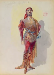 Sparafucile ur "Rigoletto" av Giuseppe Verdi (1813-1901) (akvarell på papper)