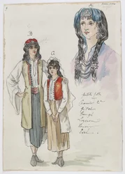 Holmès - Det svarta berget - kostym av Charles Bianchini - 09. Små flickor. Fröknarna Charrier 2e, Gillet, Taugh, Lozeran, Renoir, Evel