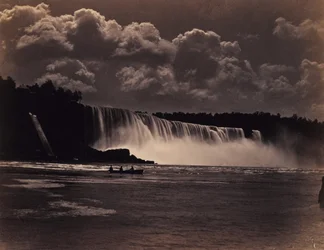 Niagara, med båt, ca 1870 (albumen silver print)