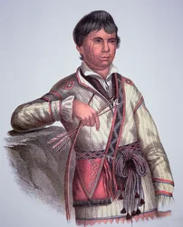 Mistippee, son till Yoholo-Micco, chef för Creek People, från målning 1826 (färg litho)