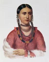 Hayne Hudjuhini eller "Örnen av fröjd", illustration från "The Indian Tribes of North America, Vol.1", av Thomas L. McKenney och James Hall, pub. av John Grant