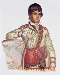 Mistipee, Son av Yoholo-Micco, illustration från "The Indian Tribes of North America, Vol.2", av Thomas L. McKenney och James Hall, pub. av John Grant (färg litho)