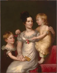 Sarah Weston Seaton med sina barn Augustine och Julia, ca. 1815.